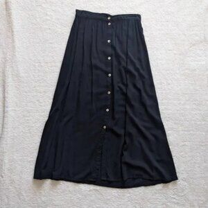 Black Button Down Flowy Skirt